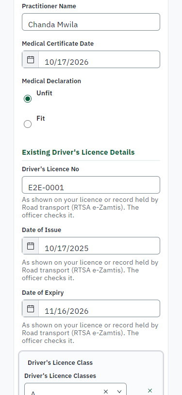 Fill in the application form (375 px phone)