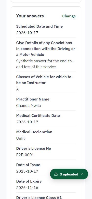 Check the answers and confirm the declaration (375 px phone)