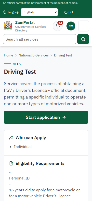 Read the service page (375 px phone)