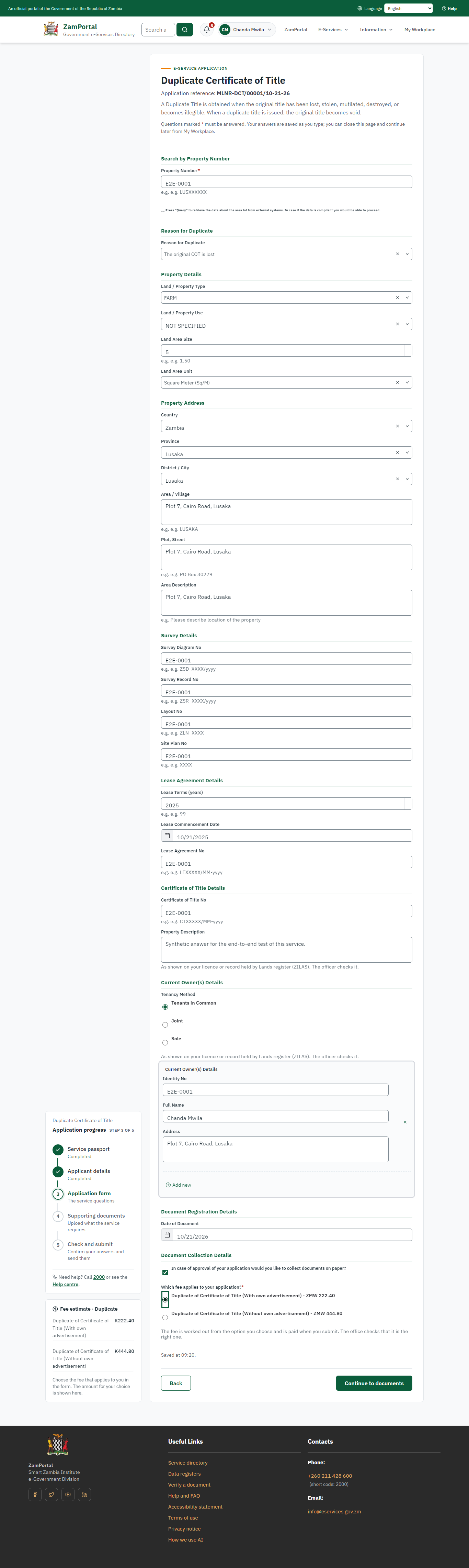 Fill in the application form (desktop)