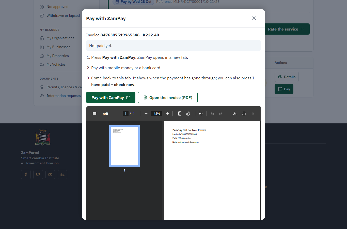Pay with ZamPay (desktop)