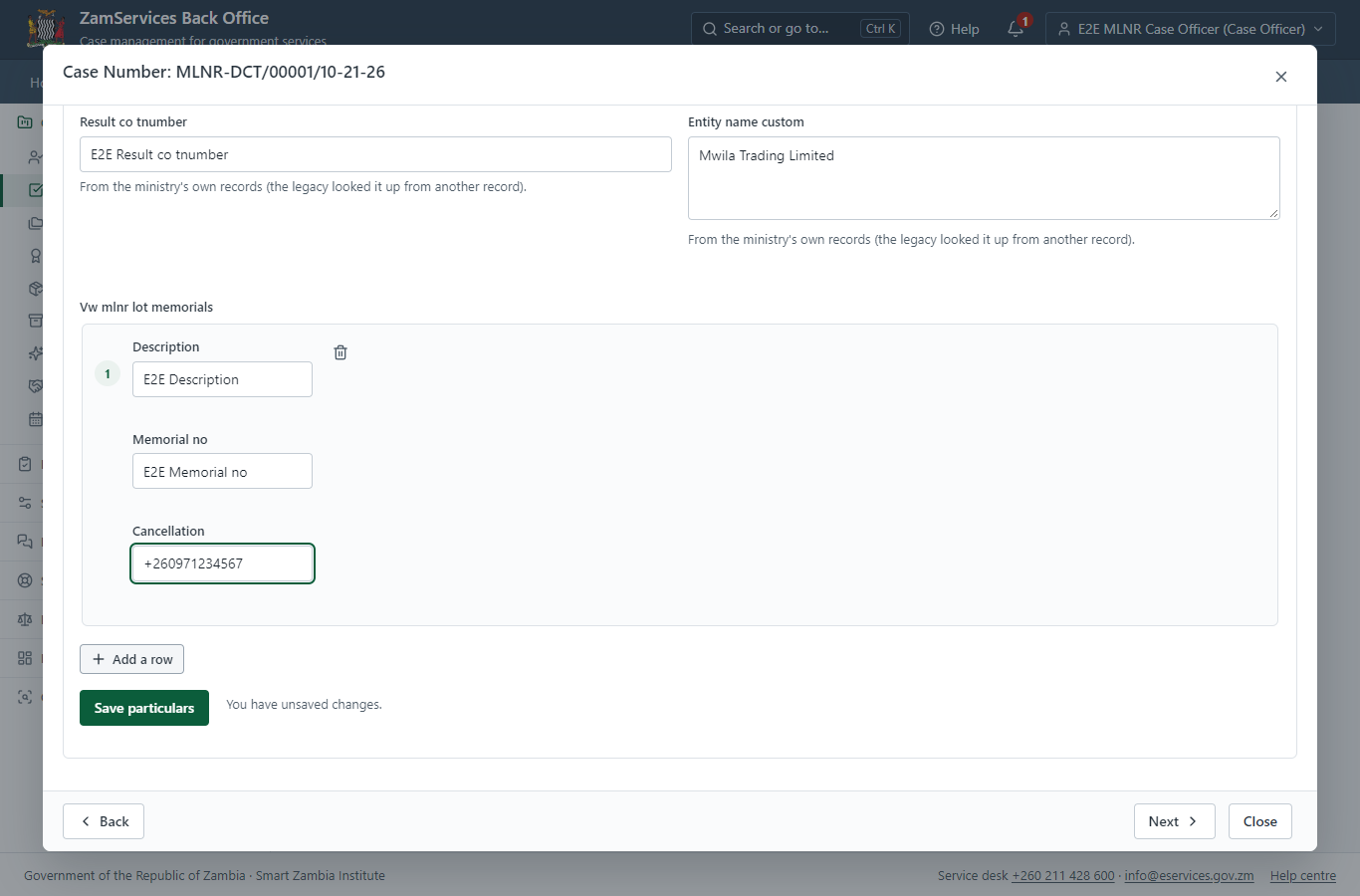 Fill in the certificate particulars (desktop)
