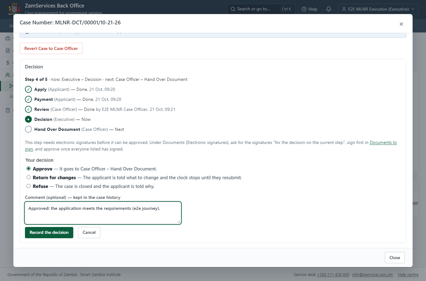 Decide: Review, Inspect, e-Sign Executive (desktop)