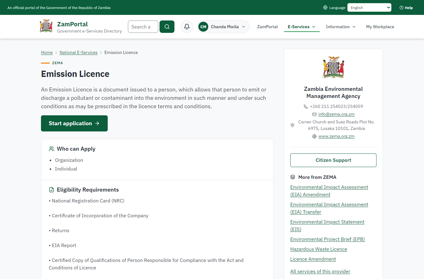 Read the service page (desktop)