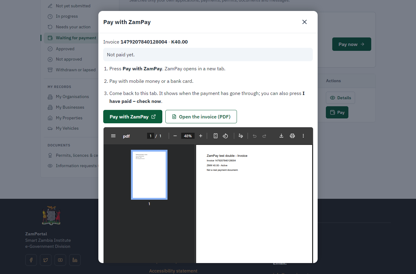 Pay with ZamPay (desktop)