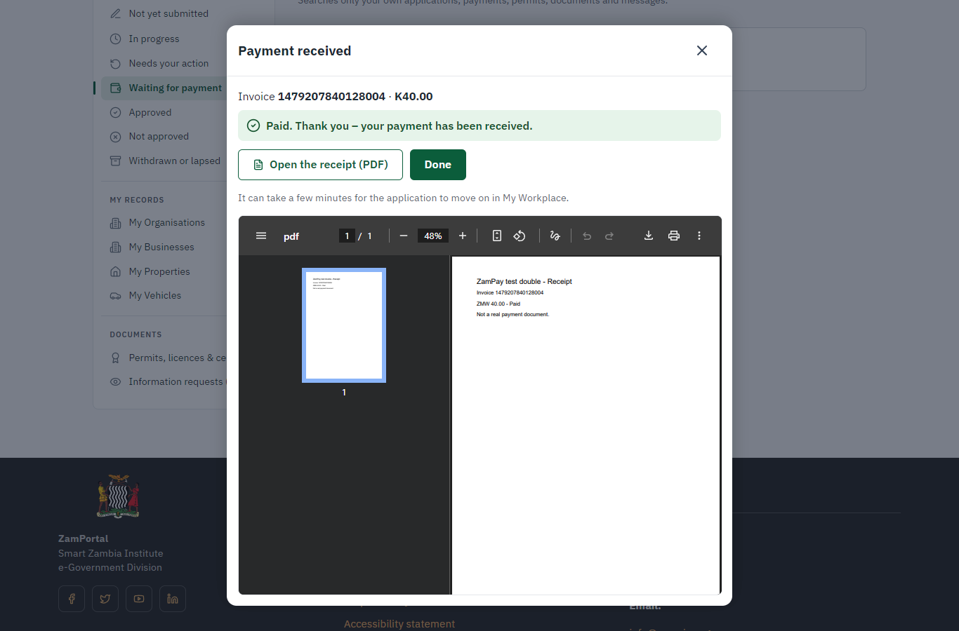 Payment received (desktop)