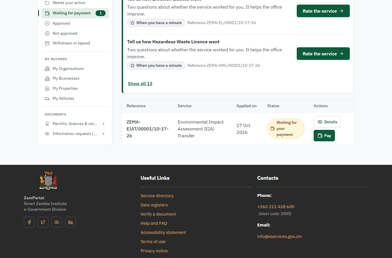 See that the fee is due (desktop)