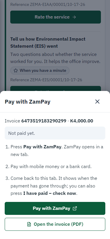 Pay with ZamPay (375 px phone)