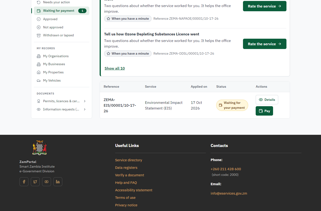 See that the fee is due (desktop)
