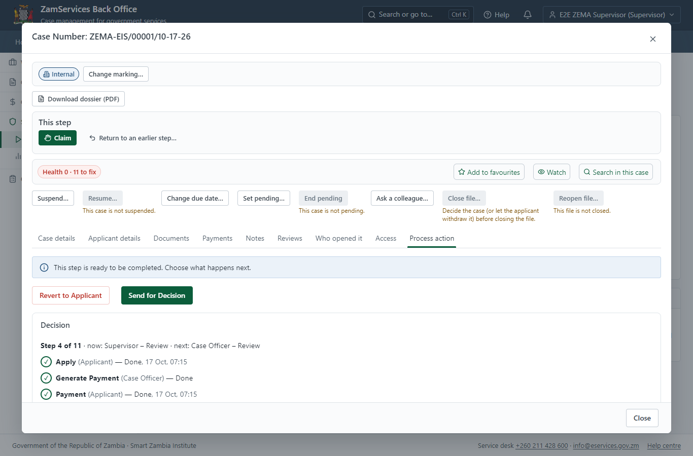 Review, Inspect, Assign to Case Officer (desktop)