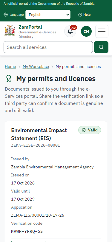 The document in My permits (375 px phone)