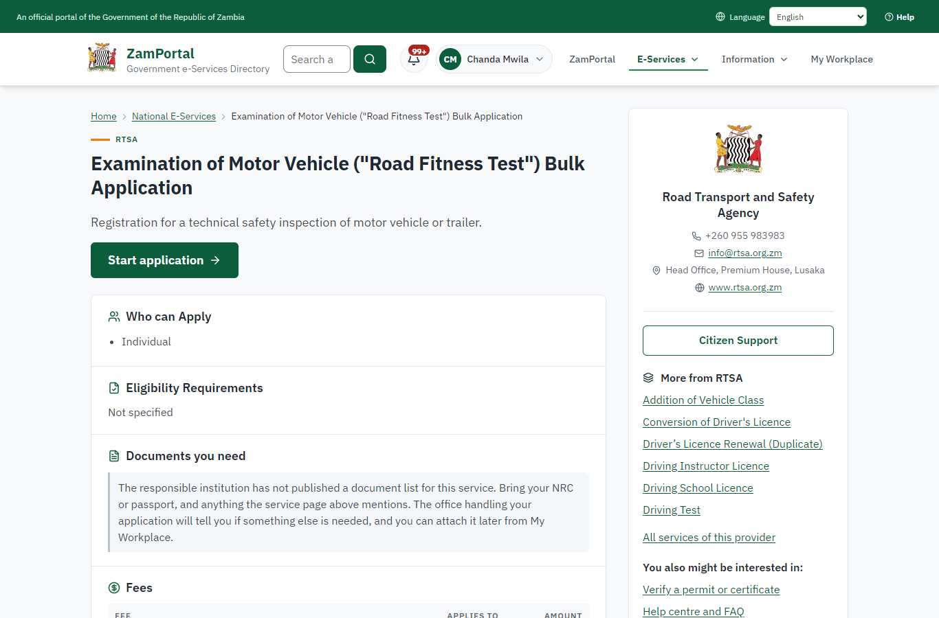 Read the service page (desktop)