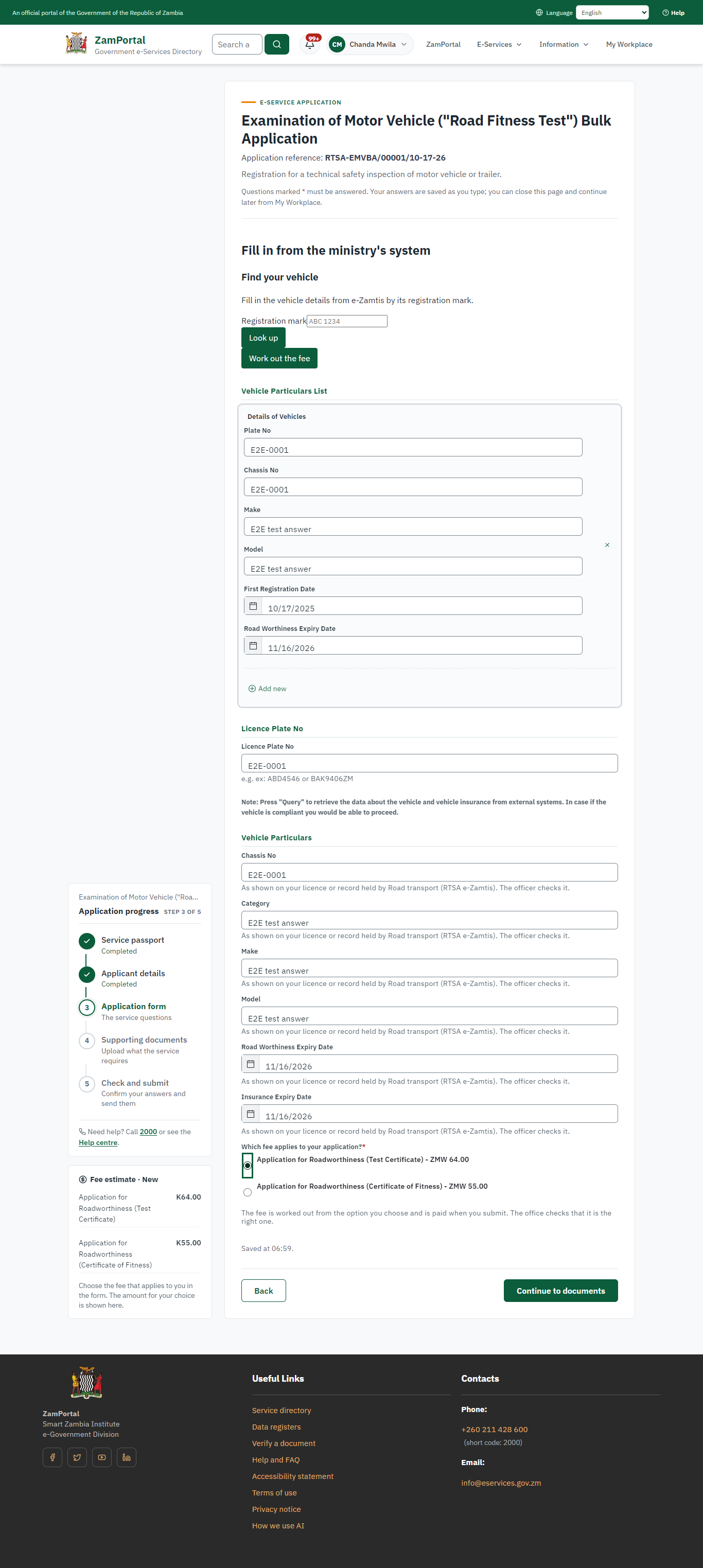 Fill in the application form (desktop)