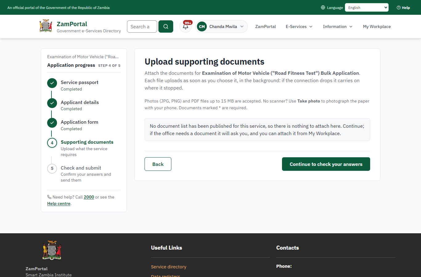 Upload the supporting documents (desktop)