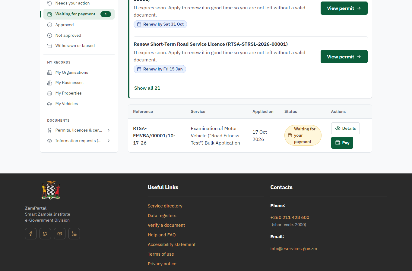 See that the fee is due (desktop)