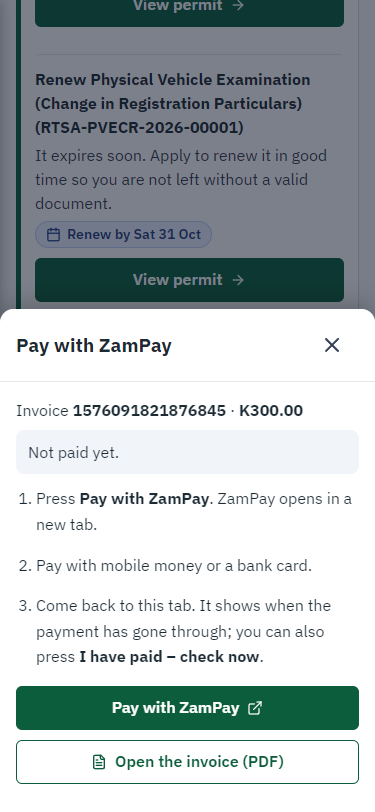 Pay with ZamPay (375 px phone)