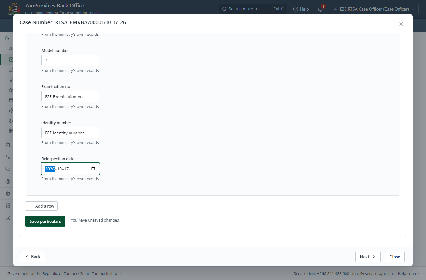 Fill in the certificate particulars (desktop)