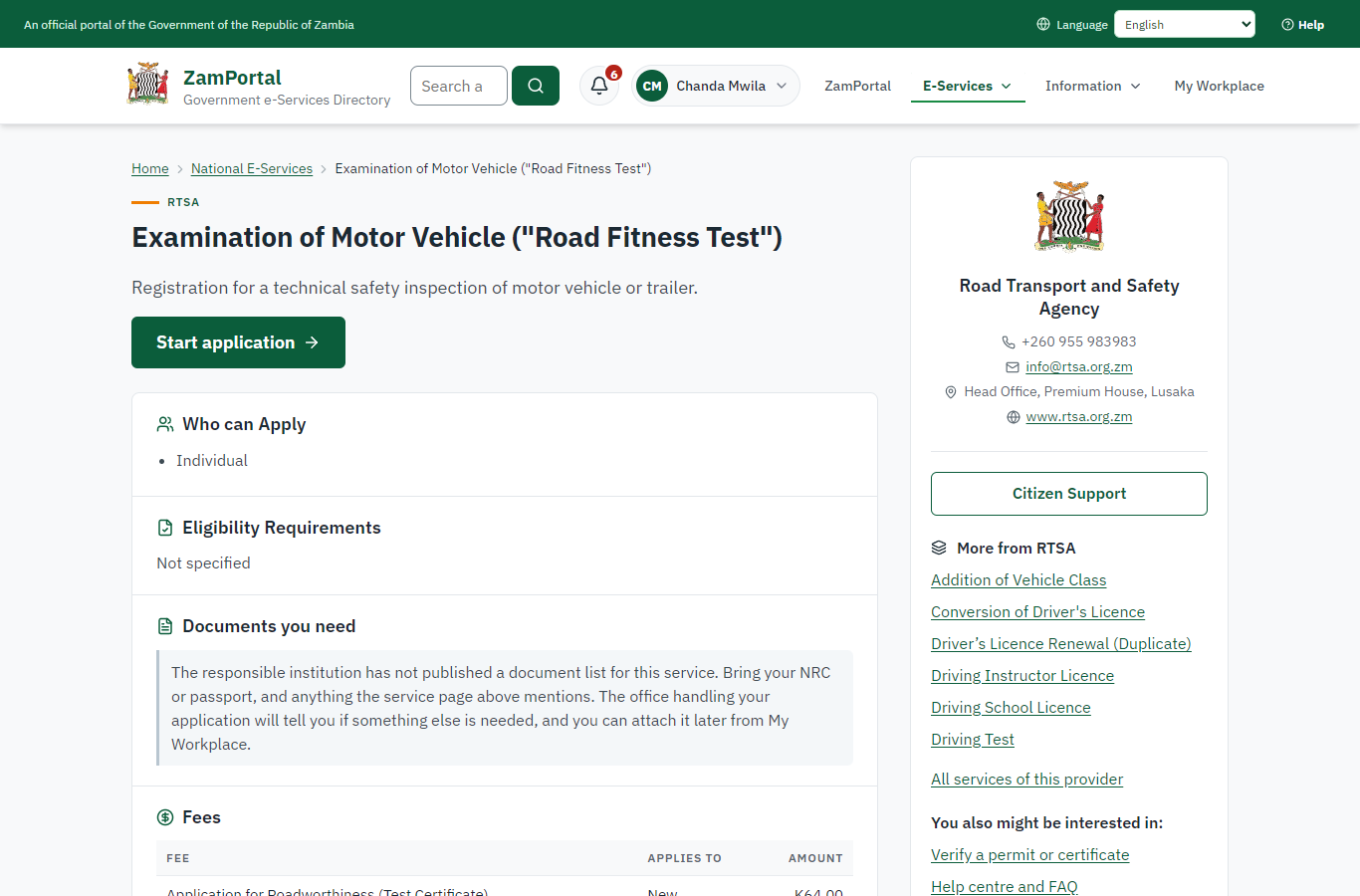 Read the service page (desktop)