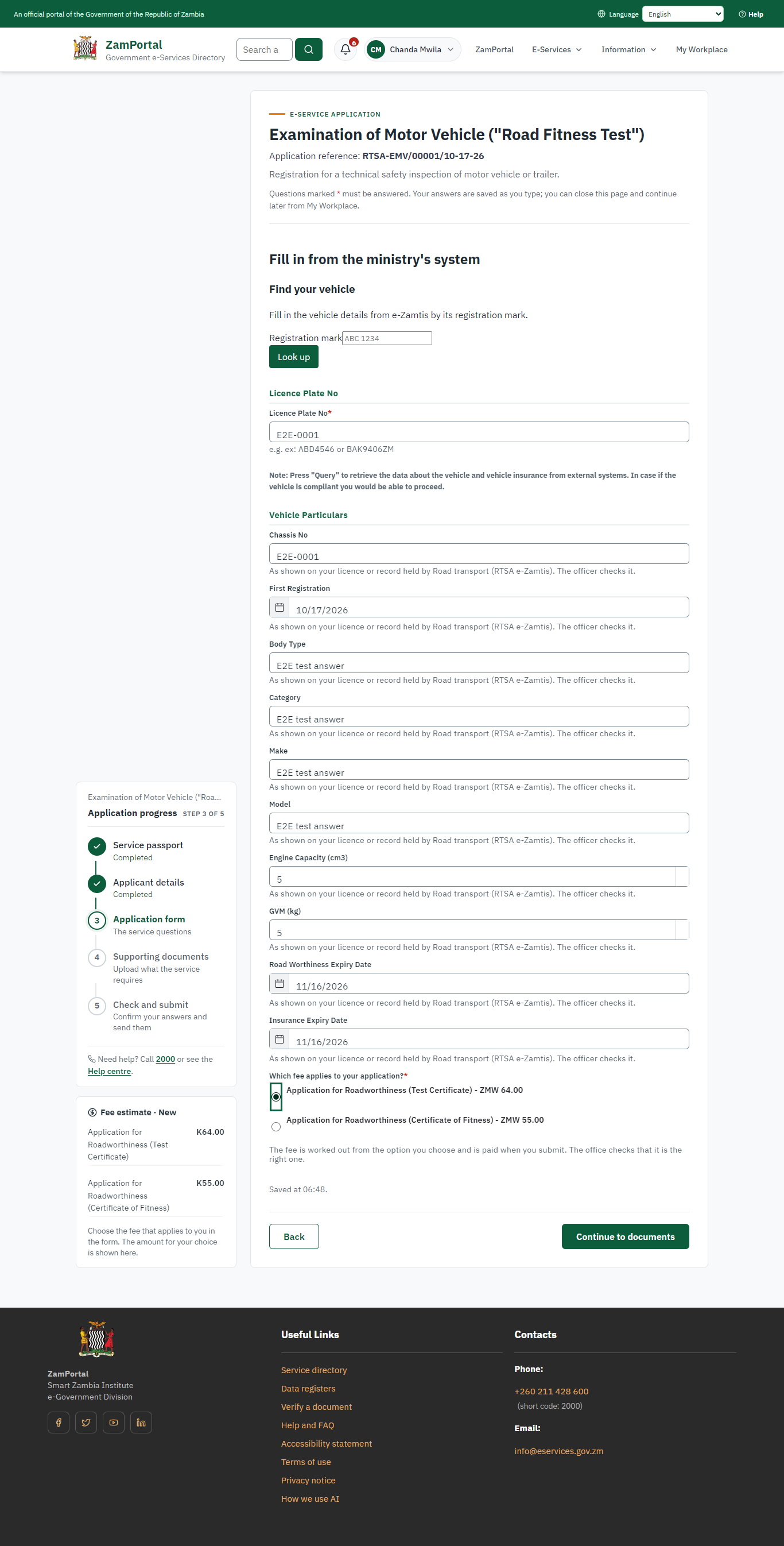 Fill in the application form (desktop)