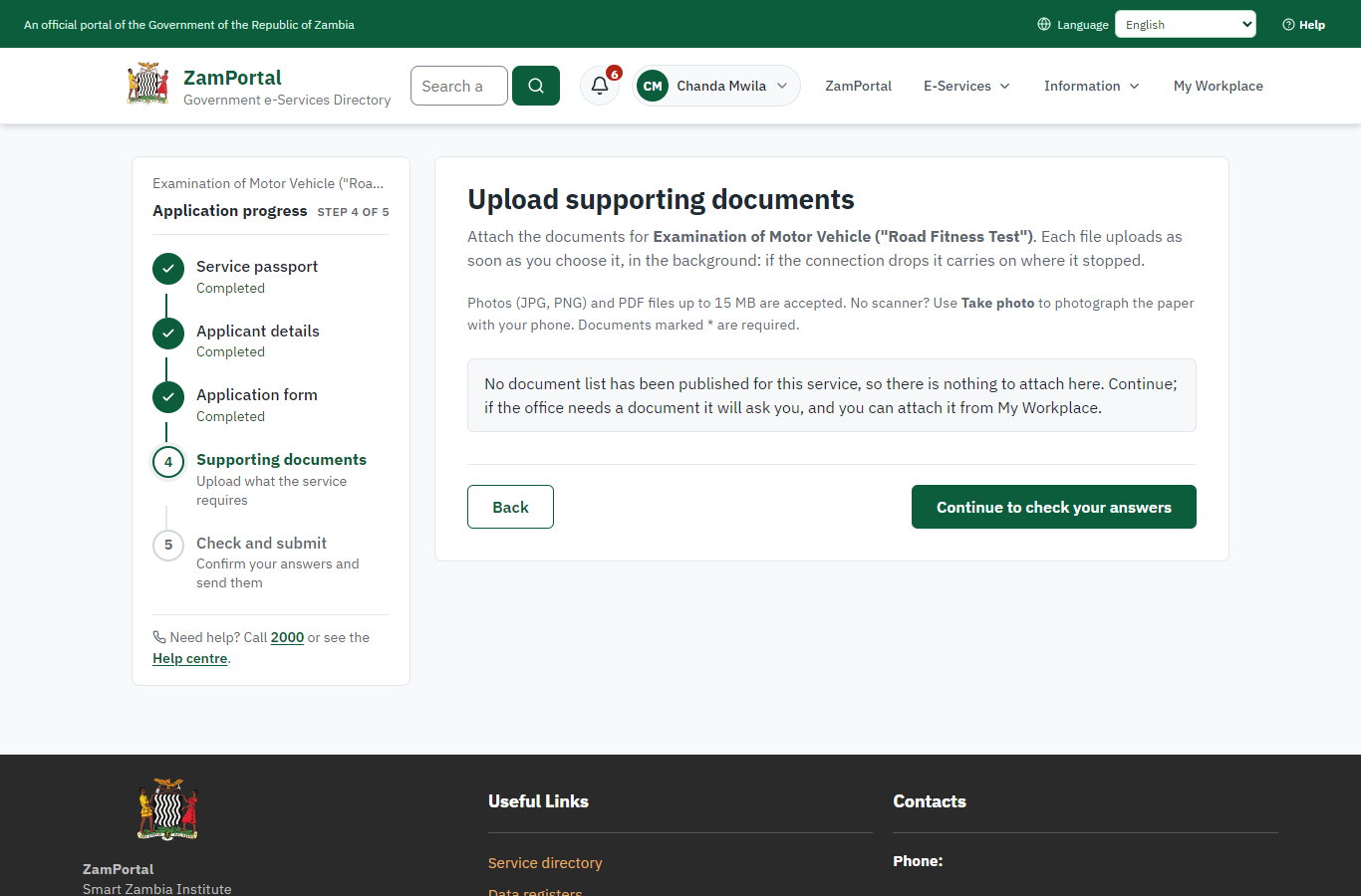 Upload the supporting documents (desktop)