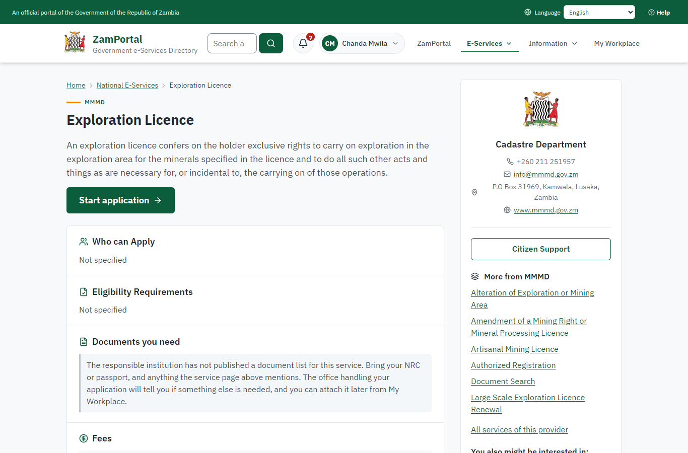 Read the service page (desktop)
