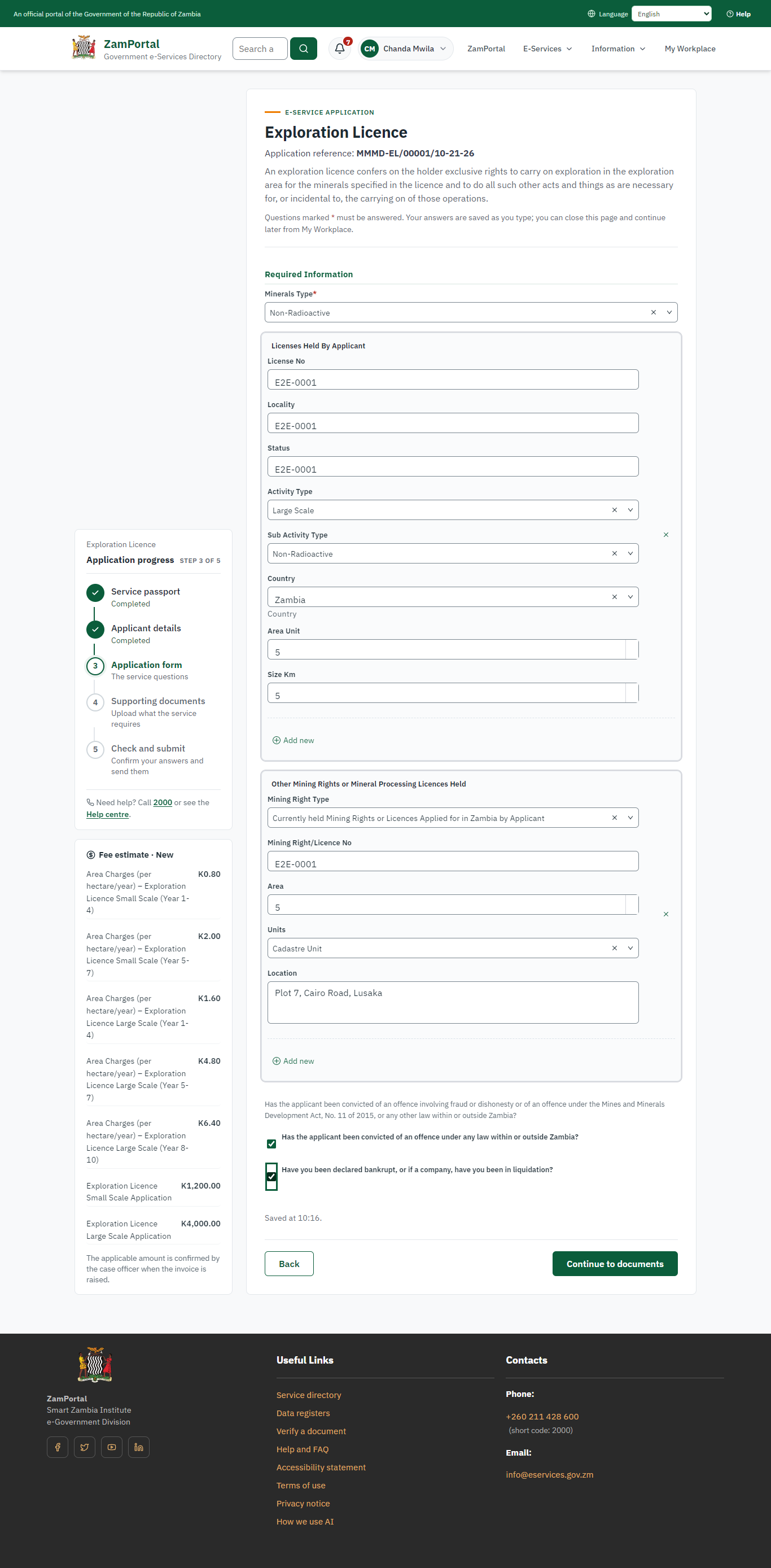 Fill in the application form (desktop)