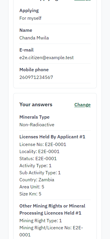 Check the answers and confirm the declaration (375 px phone)