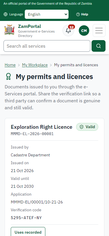 The document in My permits (375 px phone)