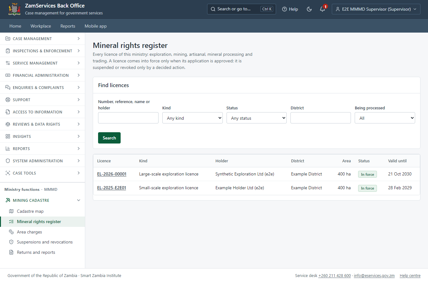 The mineral rights register (desktop)