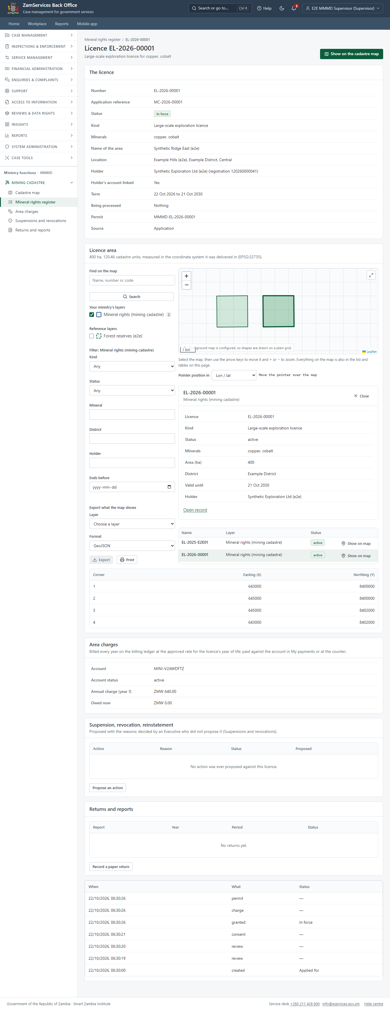 The licence page (desktop)
