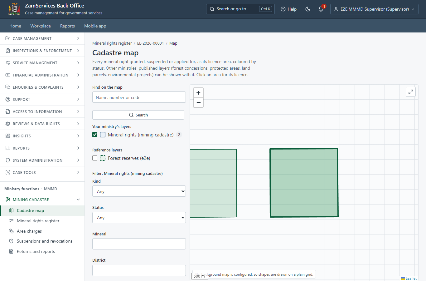 The cadastre map (desktop)