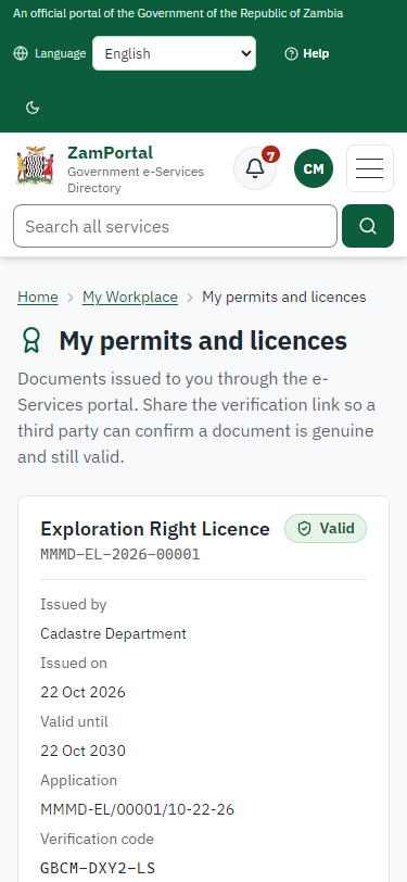 The licence in My permits (375 px phone)