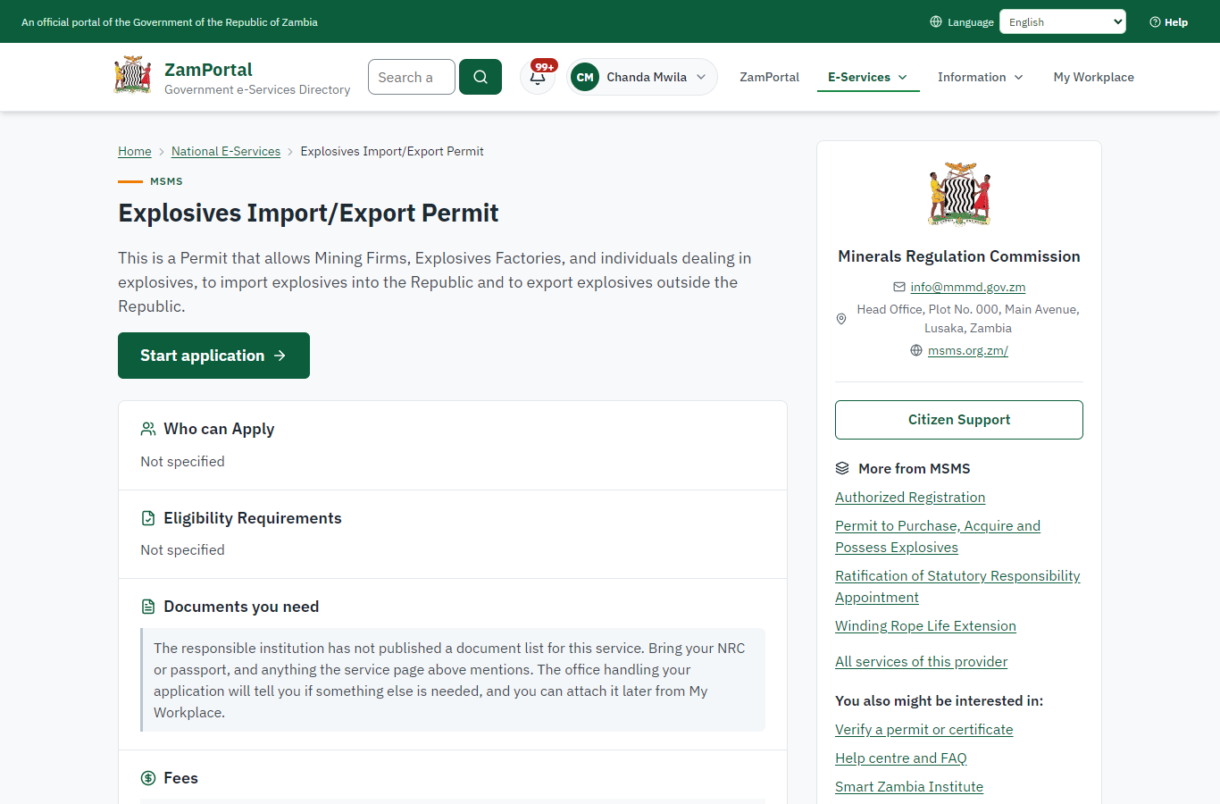 Read the service page (desktop)