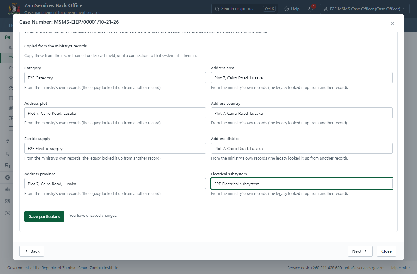 Fill in the certificate particulars (desktop)