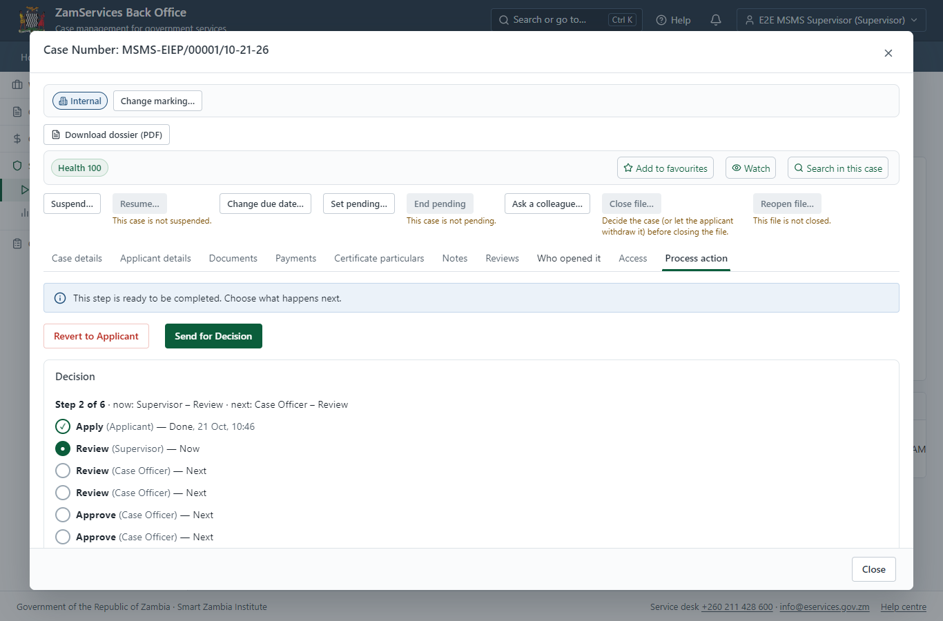 Review, Inspect, Assign to Case Officer (desktop)