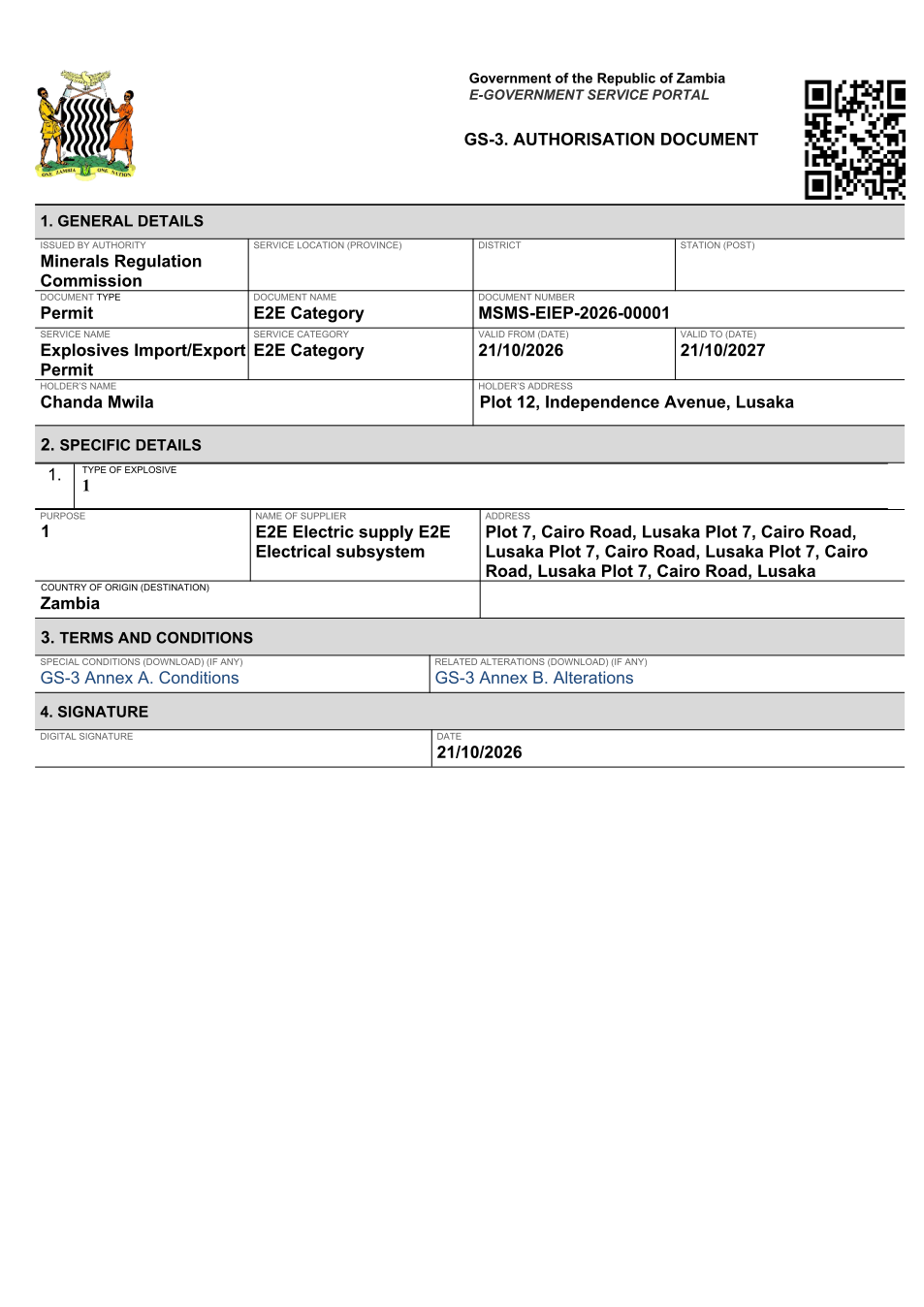Explosives Import/Export Permit (sealed PDF)