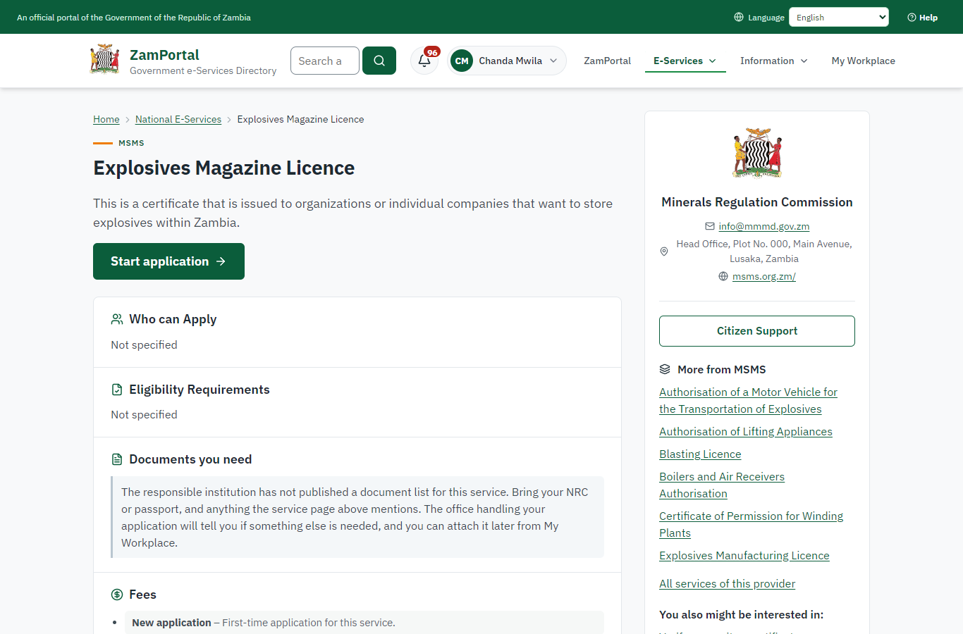 Read the service page (desktop)