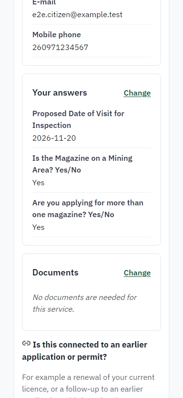 Check the answers and confirm the declaration (375 px phone)