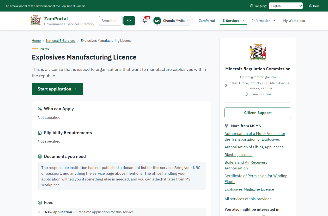 Read the service page (desktop)