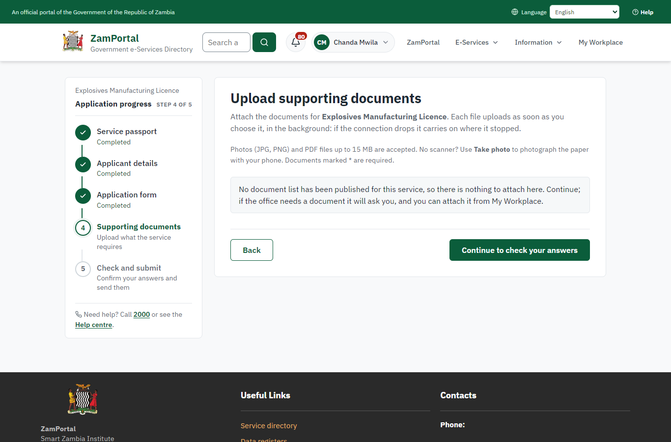 Upload the supporting documents (desktop)