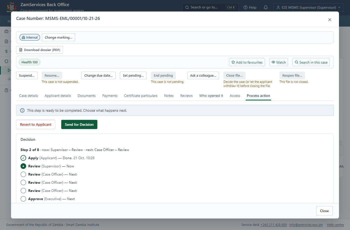 Review, Inspect, Assign to Case Officer (desktop)