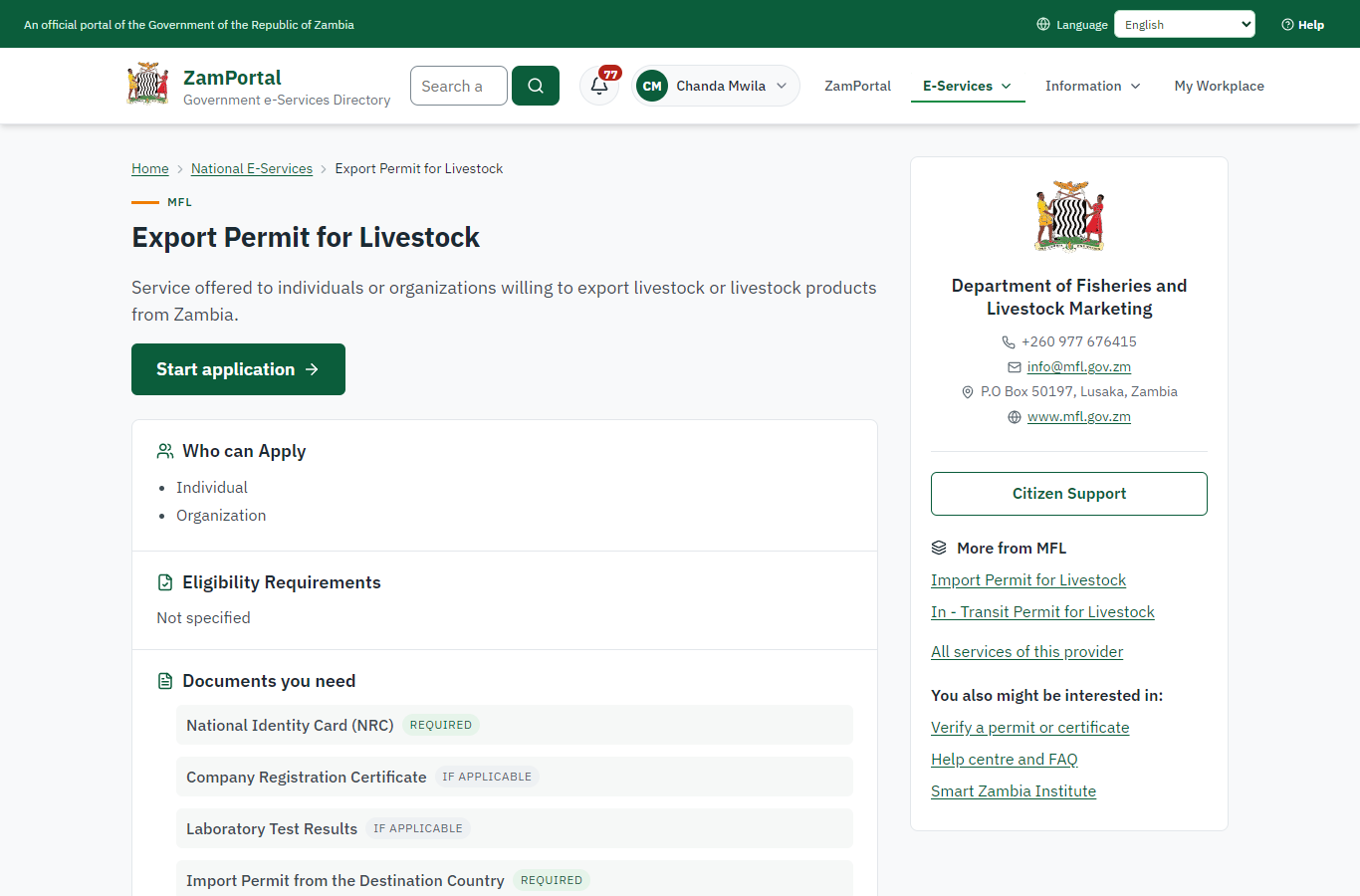 Read the service page (desktop)