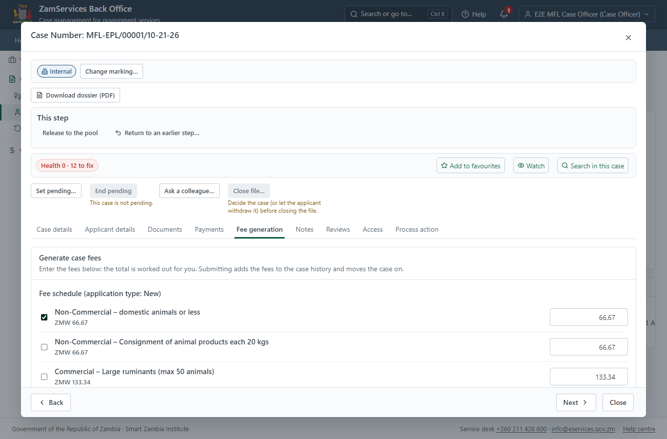 Set the fee and raise the invoice (desktop)