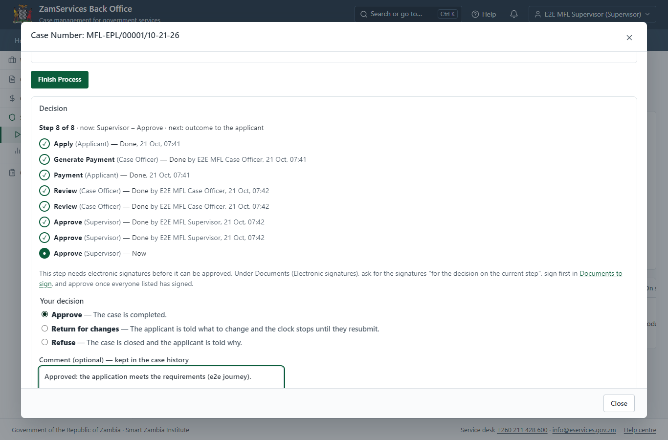 Decide: Review, Inspect, Decision, e-Sign Second Supervisor (desktop)
