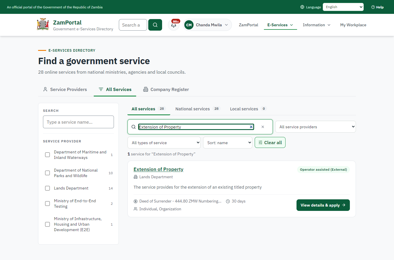 Find the service (desktop)