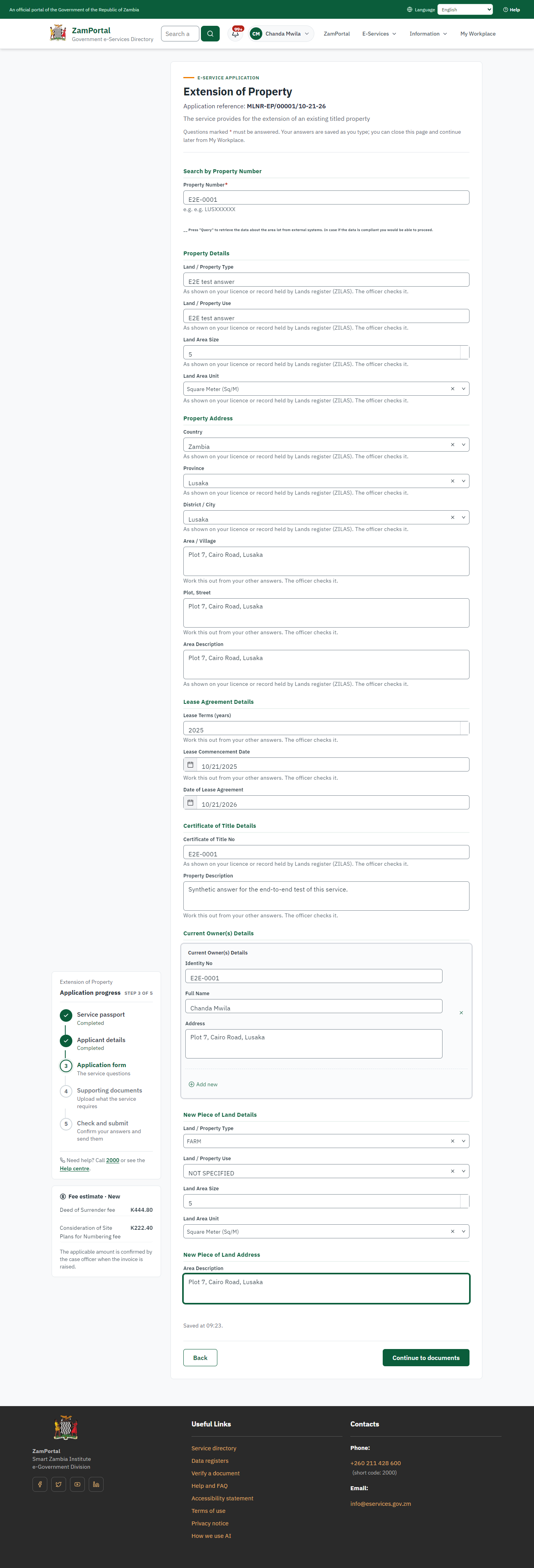 Fill in the application form (desktop)