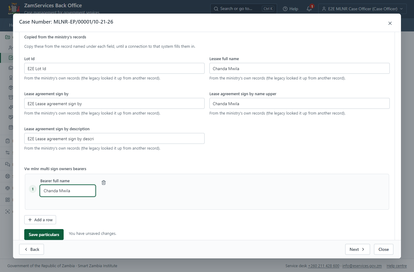 Fill in the certificate particulars (desktop)