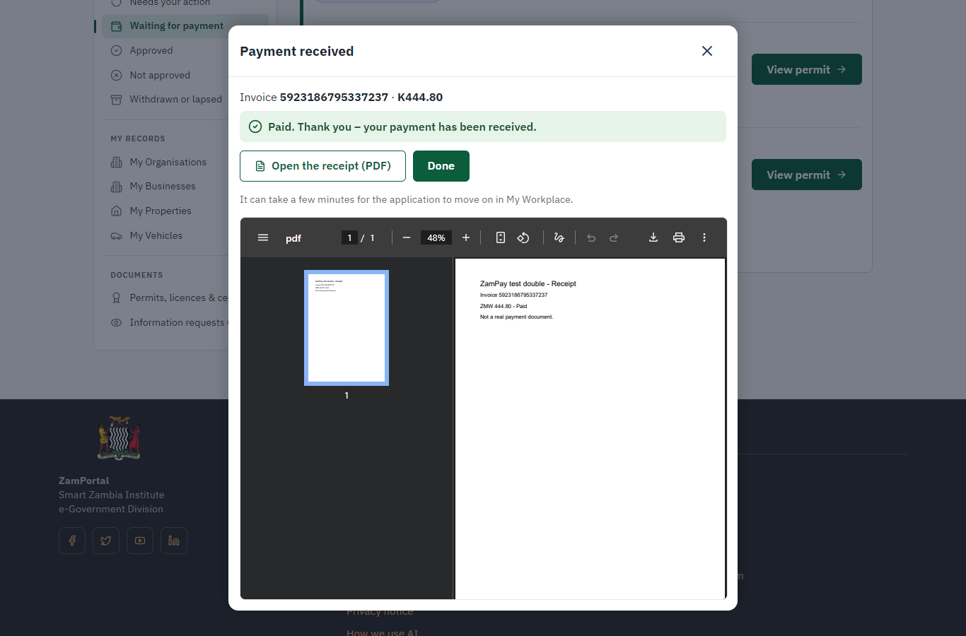 Payment received (desktop)