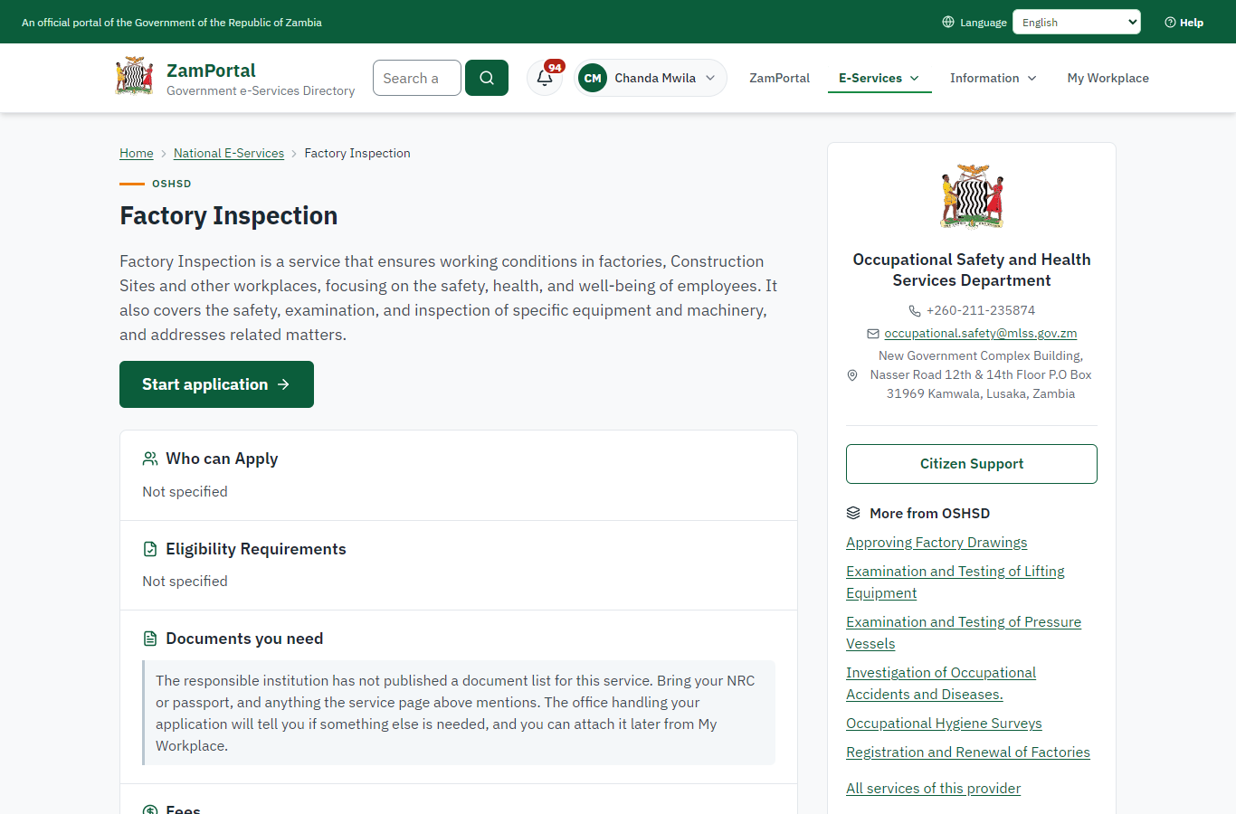 Read the service page (desktop)