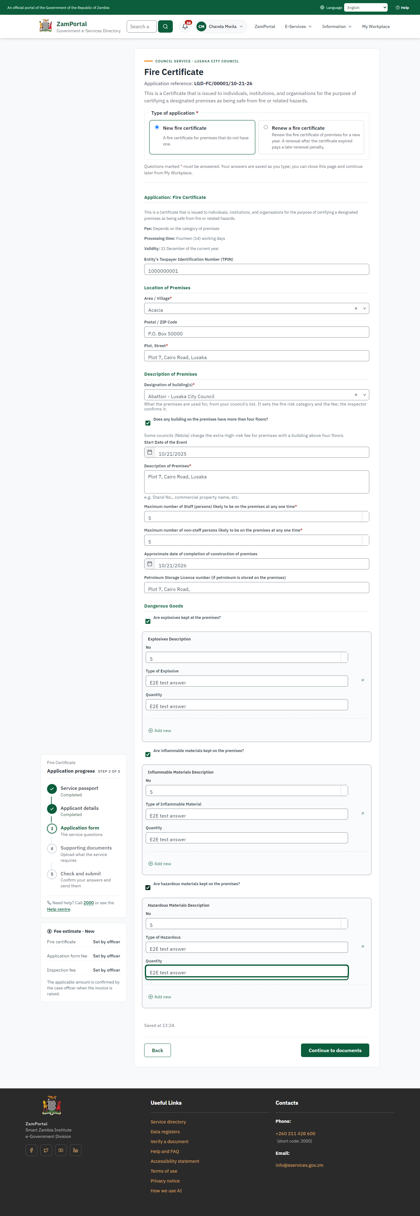 Fill in the application form (desktop)